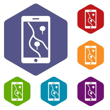 Smartphone Gps navigator Icons set ile