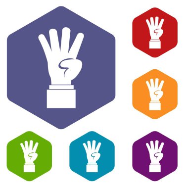 Dört numaralı Icons set gösterilen el