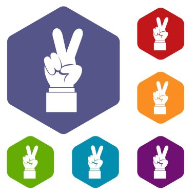 El ile zafer işareti Icons set