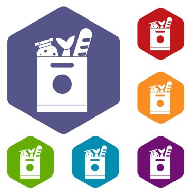 Bakkal çantası gıda simgelerle ayarla