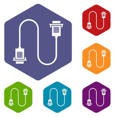 Kablo tel bilgisayar Icons set