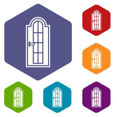 Ahşap kapı Cam Icons set ile kemerli