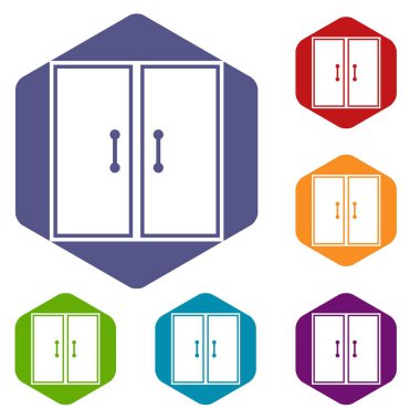 İki cam kapılar Icons set