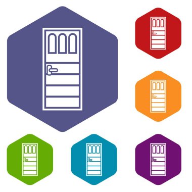 Üç bardak simgeleri ile ahşap kapı ayarla