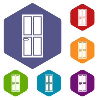 Kapalı ahşap kapı Icons set