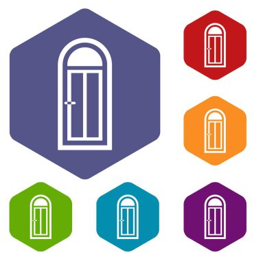 Ahşap kapı Cam Icons set ile kemerli