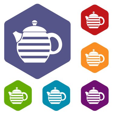 Çizgili çaydanlık Icons set