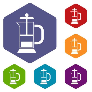 Fransız basın kahve makinesi Icons set