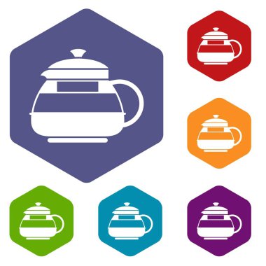 Cam çaydanlık Icons set