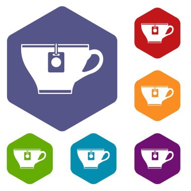 Fincan çay poşeti Icons set ile