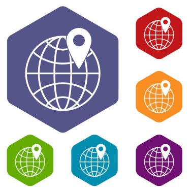 Küre ile simgeler set pin