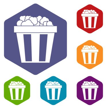 Kutu patlamış mısır Icons set