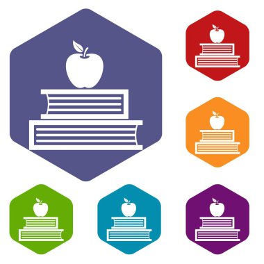 Kitap ve elma Icons set