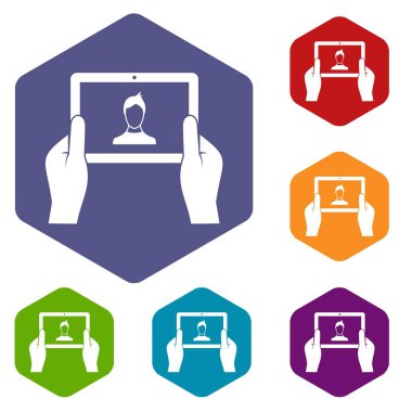 Tablet Icons set holding eller