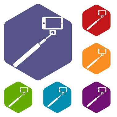 Selfie sopa ve smartphone Icons set