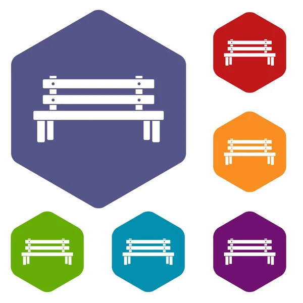 stock vector Wooden bench icons set