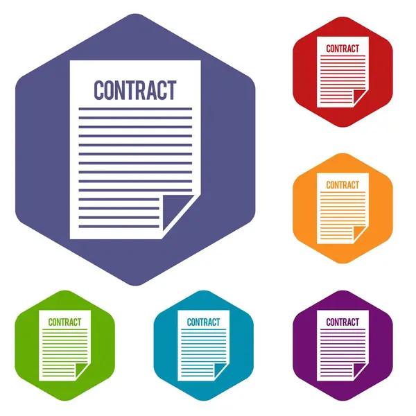 Contract icons set — Stock Vector