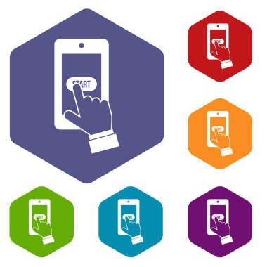 Akıllı telefon simgeleri sette oyun