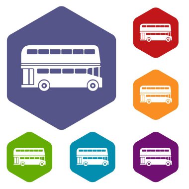 Çift katlı otobüs Icons set
