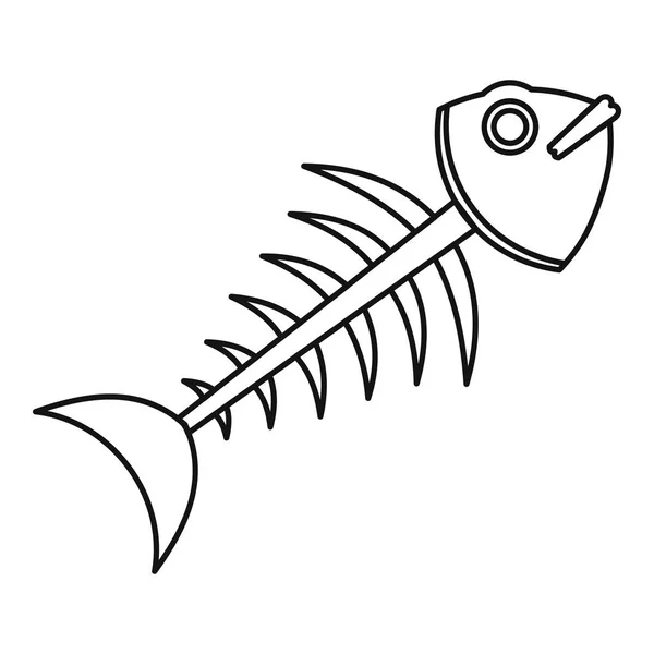 Значок рыбного скелета, стиль контура — стоковый вектор