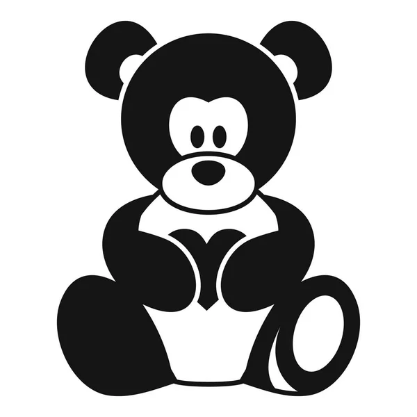 Teddy beer houdt een hart pictogram, eenvoudige stijl — Stockvector
