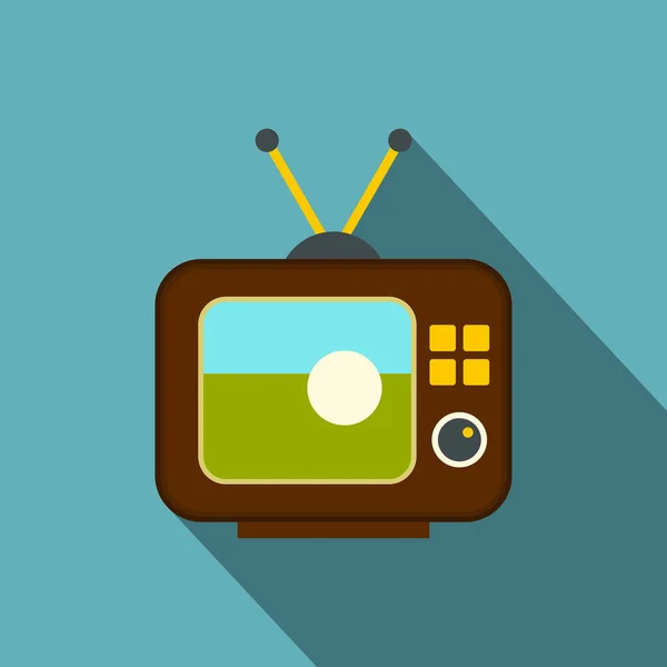 Ball on the screen of retro TV icon, flat style — Stock Vector