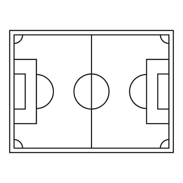 Vue du dessus de l'icône du terrain de soccer, style contour — Image vectorielle