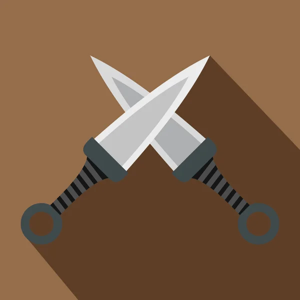 Acél dobás kések ikon, lapos stílusú — Stock Vector