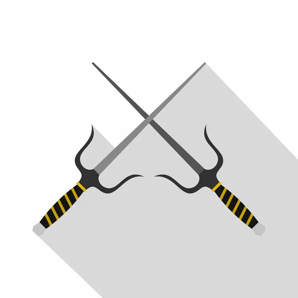 Икона оружия саи, плоский стиль — стоковый вектор