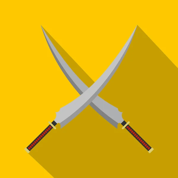 Dvě překřížené japonské samurajské meče ikona — Stockový vektor