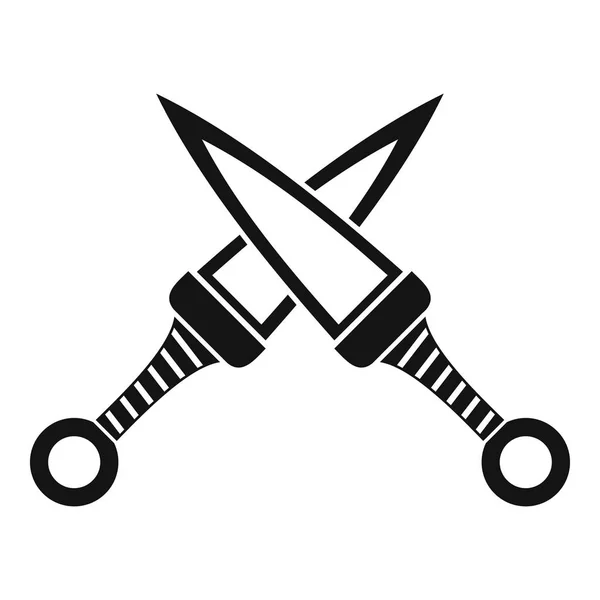 Couteaux japonais croisés icône, style simple — Image vectorielle