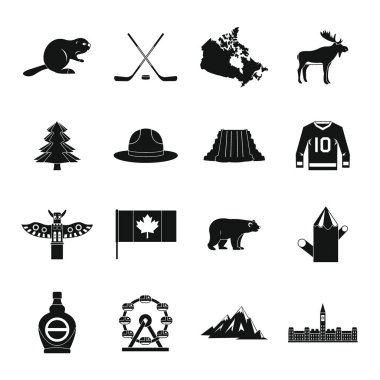 Kanada seyahat Icons set, basit tarzı