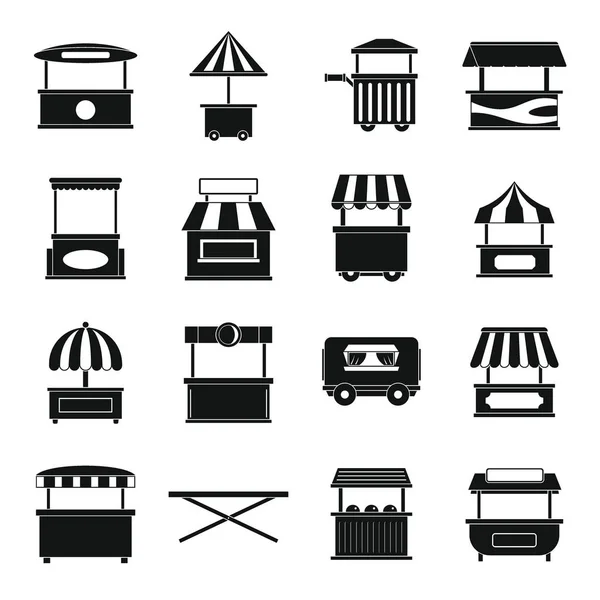 Street food truck icons set, simple style — Stock Vector