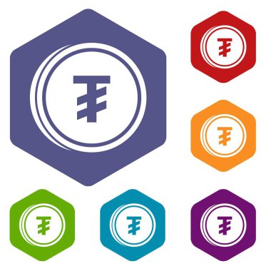 Tugrik sikke Icons set