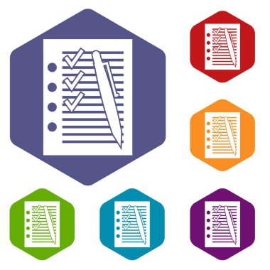 Planı ile belge ve Icons set kalem