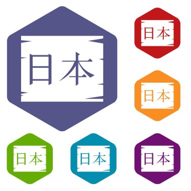 Japonca karakterler Icons set