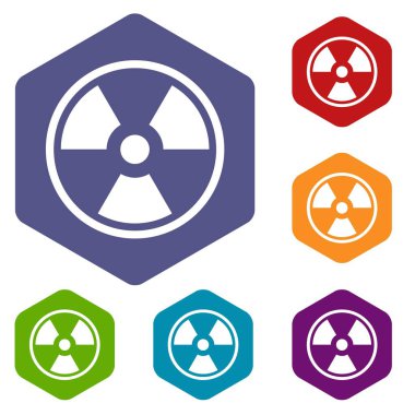 Tehlike nükleer Icons set