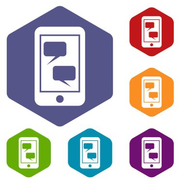 Smartphone ve konuşma kabarcıklar Icons set