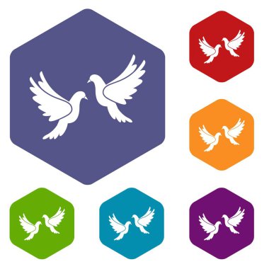 Düğün güvercinler Icons set