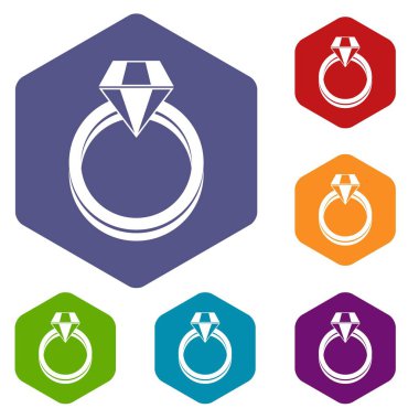 Tek elmas yüzük Icons set