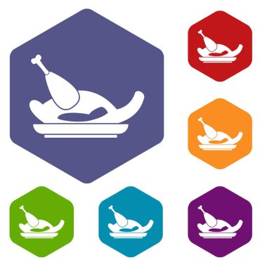Kızarmış tavuk Icons set