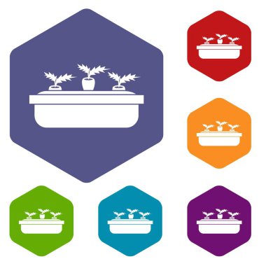 Ahşap pot Icons set içinde havuç