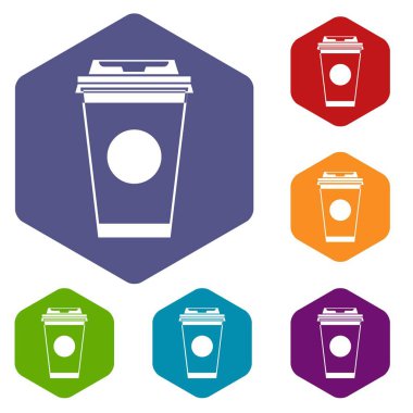 Kağıt kahve Kupası Icons set