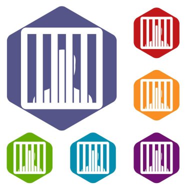 Hapishane arkasındaki adam Icons set barlar