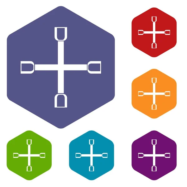 Chave de roda conjunto de ícones de cruz — Vetor de Stock