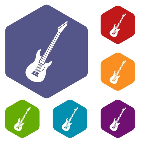 Conjunto de iconos de guitarra eléctrica — Vector de stock