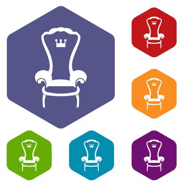 Kral tahta sandalye Icons set