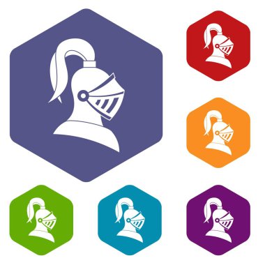 Ortaçağ kask Icons set