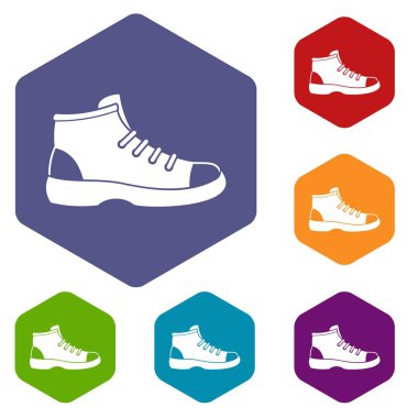 Turist ayakkabı Icons set