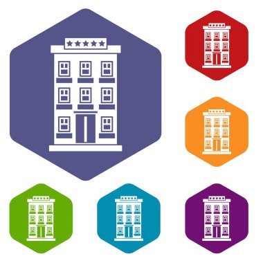 Otel binası Icons set